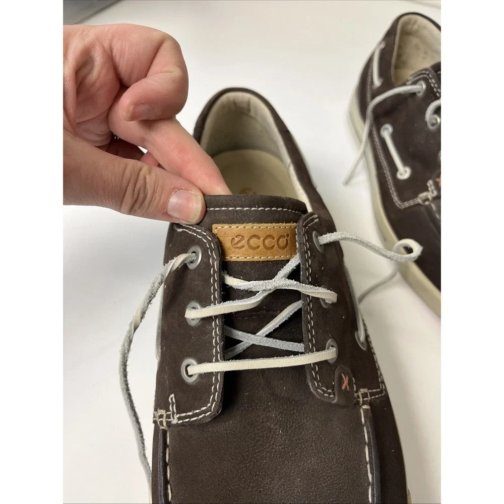 Ecco Shoes Men's 45‎ 11-11.5 Boat Lace Up Brown Suede Leather Casual